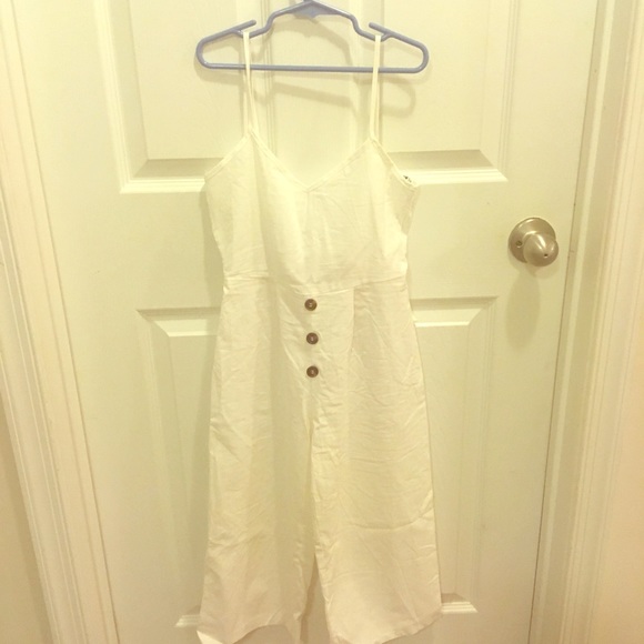 A girls white with button up front cami jumpsuit - Picture 1 of 2